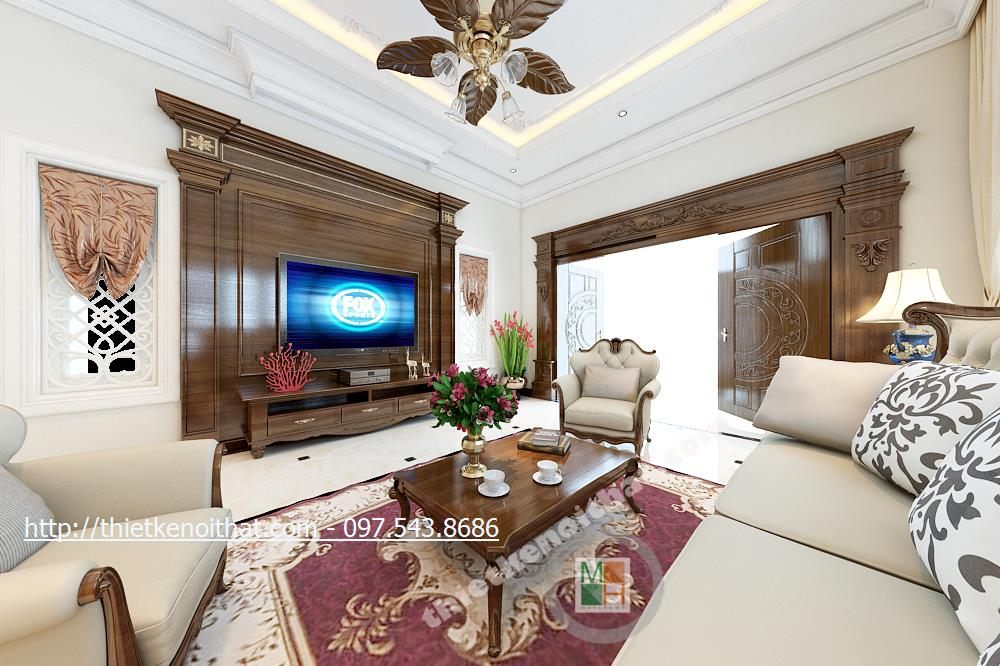 Thiết kế nội thất phòng khách biệt thự cao cấp tại Nghệ An